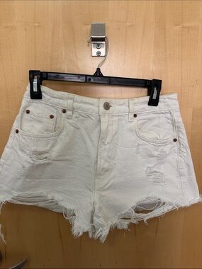 Zara White Distressed Denim Cutoff Shorts